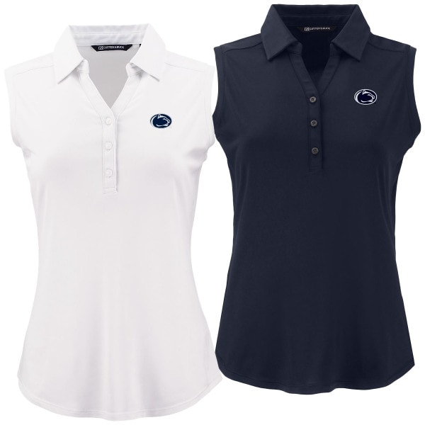 women's Cutter & Buck white and navy sleeveless polos with Penn State Athletic Logos